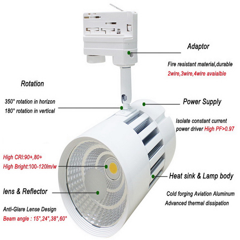 2 3 4 - adapter 20 w 30w 40w 50w magnetisk sted cob førte spor let